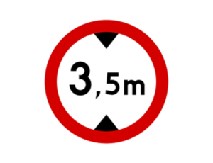 Entry forbidden for vehicles with a height of more than ... m