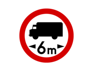 Entry forbidden for vehicles with a length of more than ... m
